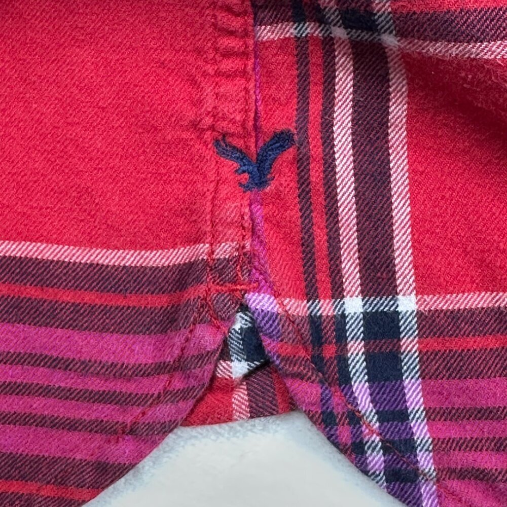 American Eagle Womens Flannel Shirt Sz S Plaid Button-Up Casual Western Rodeo - Picture 7 of 8